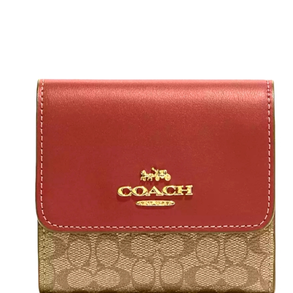 Small Trifold Coach Wallet In Colorblock Micro Signature Canvas